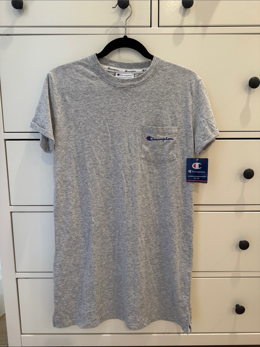 NWT Champion Light Grey Short Sleeve Pocket T-Shirt Dress Extra Small XS